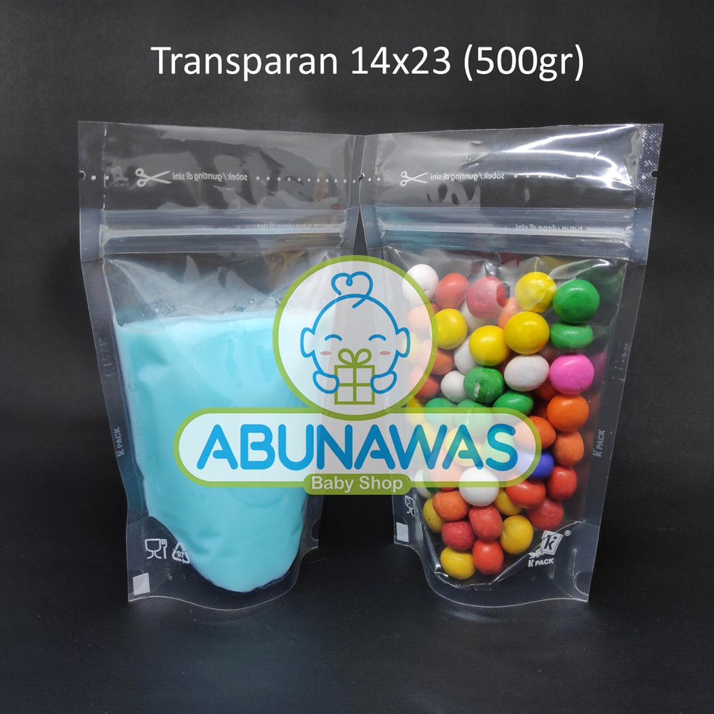 Standing Pouch Transparan 14x23cm 500gr K-Pack / Plastik Ziplock 500gr / Plastik Klip Berdiri