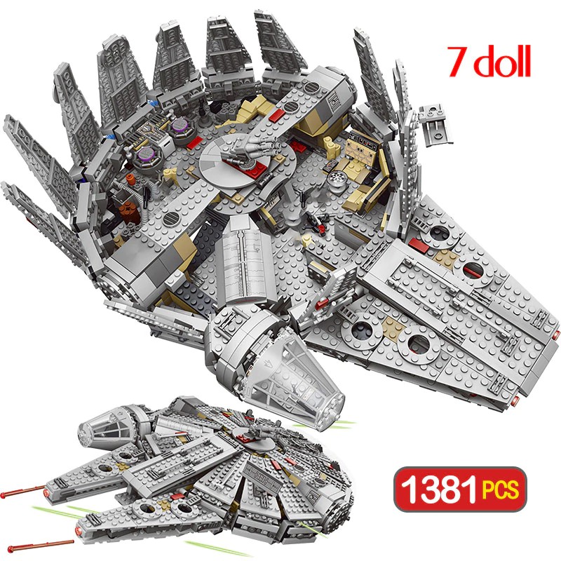 Mainan Lego Anak 1381 Pcs Force Awakens Star Set Wars Compatible legoingly Millennium 79211 Falcon