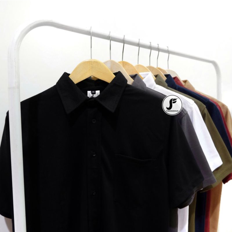 kemeja pria pique lengan pendek basic polos casual kemeja polos kemeja formal kemeja kerja kemeja co