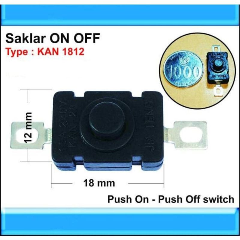 Jual Saklar Self Locking 1.5A 250V AC Switch DC KAN28 On Off Button