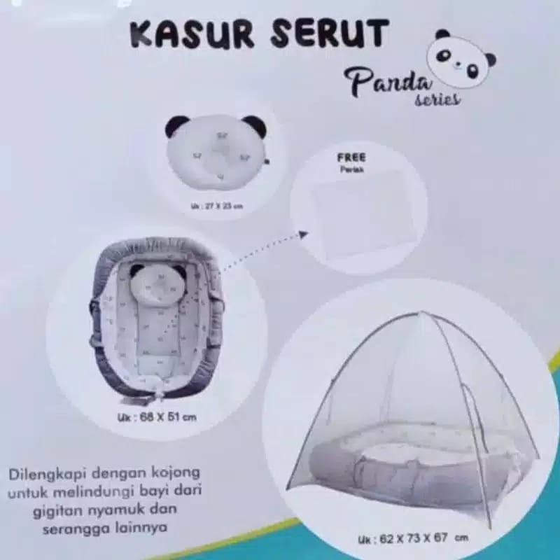 Omiland Kasur Bayi Serut + Kelambu Kojong Bisa Dilepas Panda Series OYK 1141