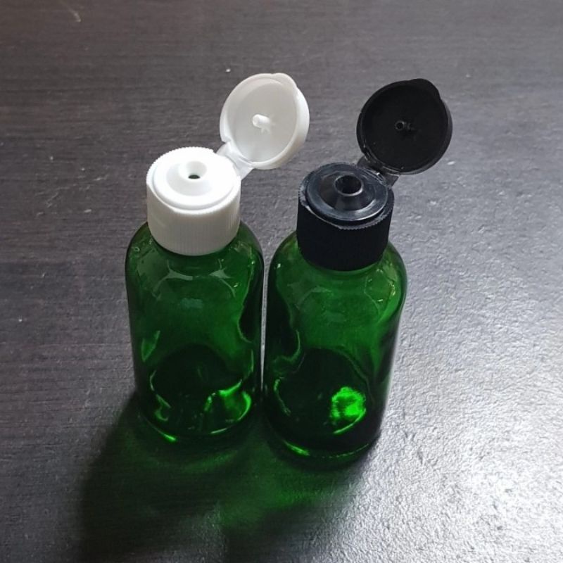 botol kaca 30ml tebal hijau tutup fliptop