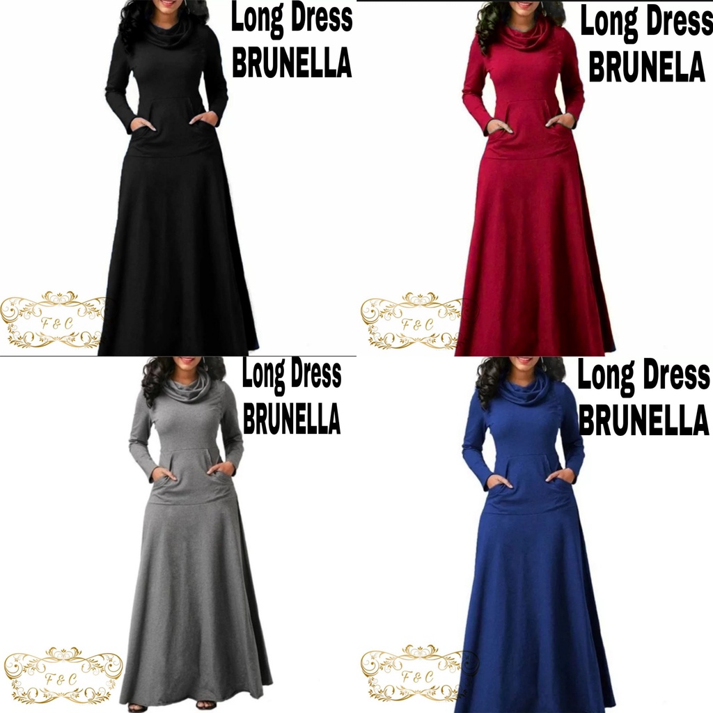 COD✔ LONG DRESS BRUNELLA / LONGDRESS BABYTERRI TURTLENECK MAXI DRESS POLOS WANITA FASHION WANITA TUR