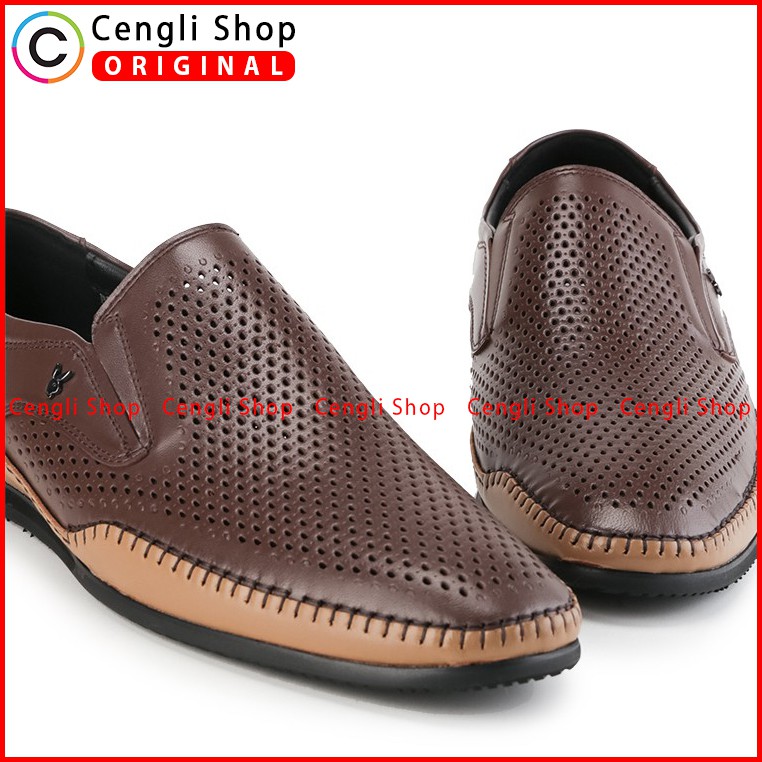 PLAYBOY SEPATU SLIP ON CASUAL KULIT PRIA ORIGINAL TERBARU PL39 COKLAT