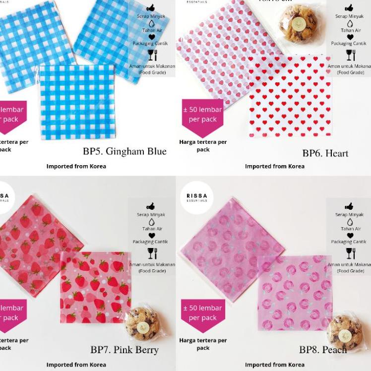 

Z [18x18 cm] BAKING PAPER MOTIF KOREA (PER BUNGKUS) ANTI GREASE WAX PAPER PARCHMENT PAPER KERTAS KUE