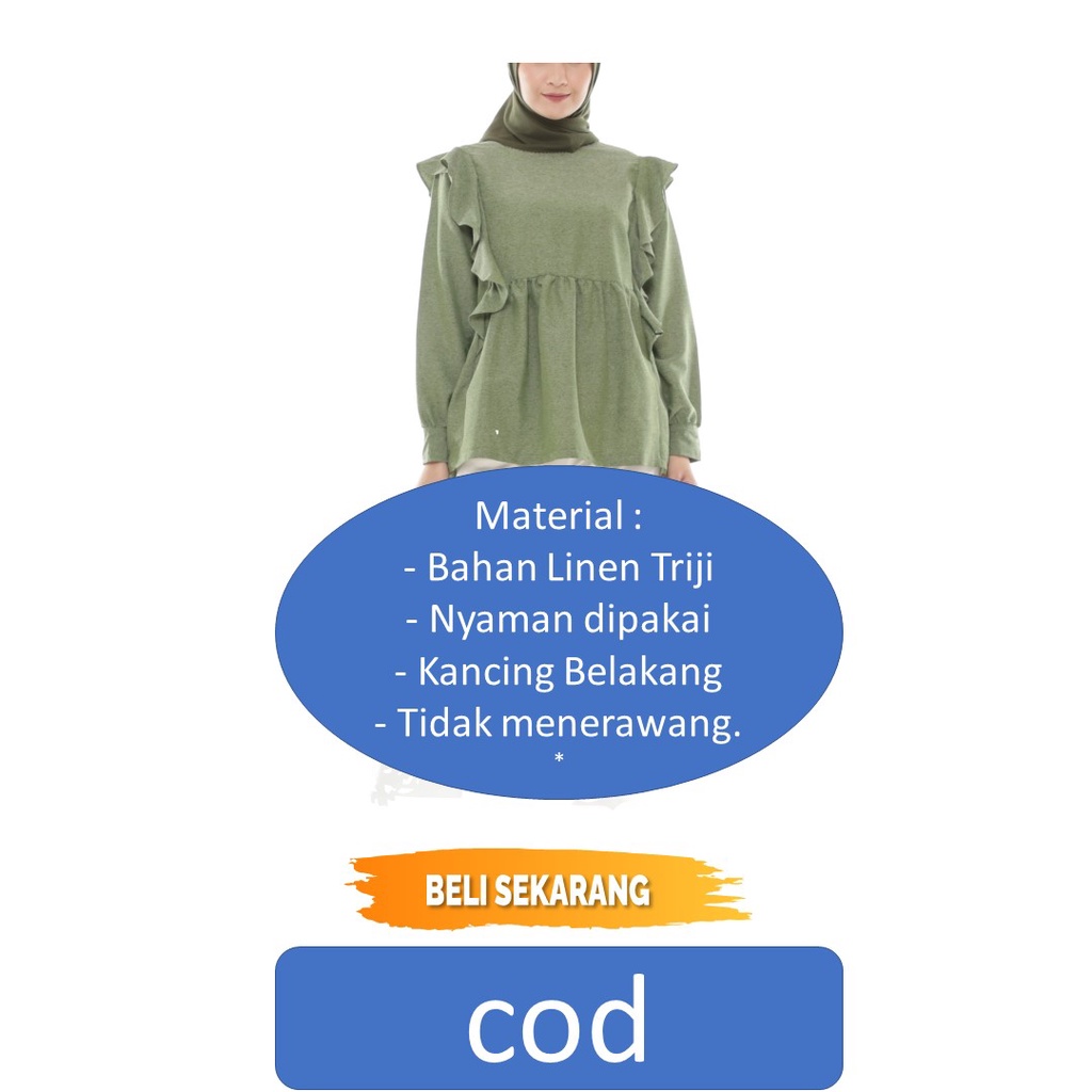 Blouse Muslimah Wanita Kekinian Terbaru 2022 Lengan Panjang Murah Polos Jumbo Modis Blouse Korean St