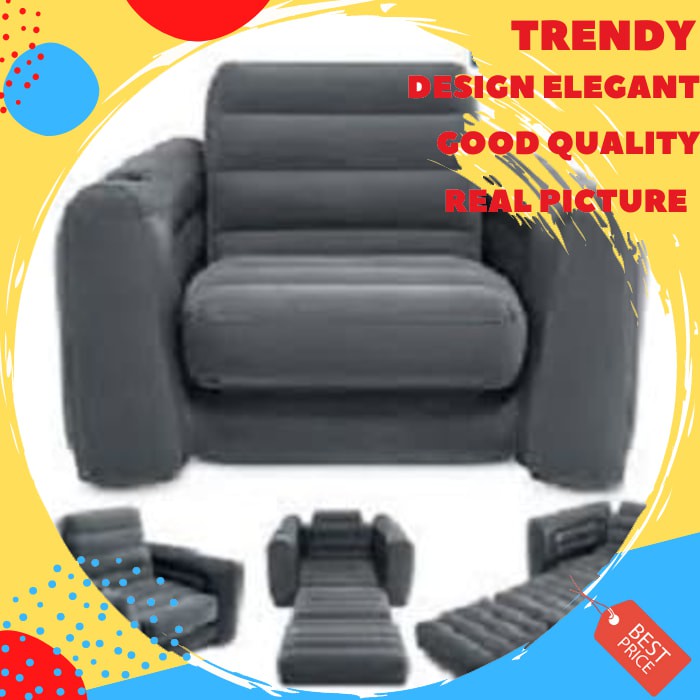 Intex Pull Out Size Twin Sofa Bed Hitam. Sofa Kasur Angin Lipat 68565 SS869