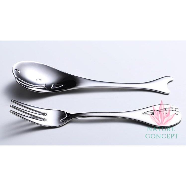 Nature Concept Stainless Steel Unique Fish Collection Children Gift Set (Spoon+Fork) Sendok anak