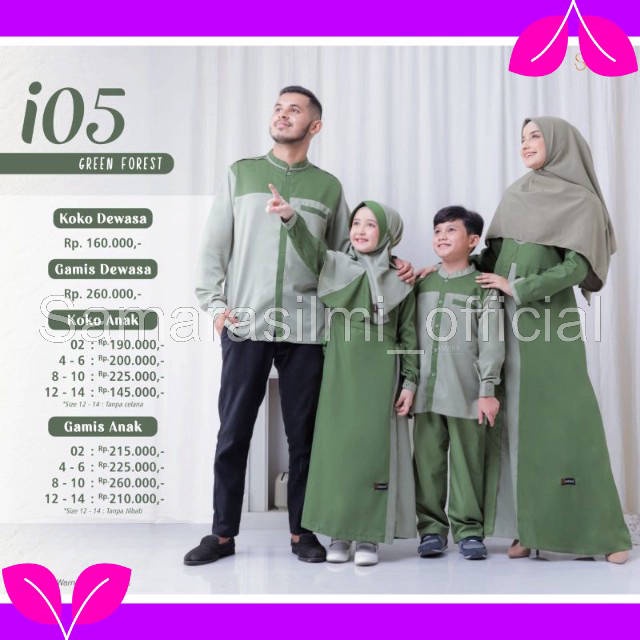 Samarasilmi_official - Gamis Couple Keluarga Sarimbit Terbaru Lengan Panjang samara i05 Green Forest