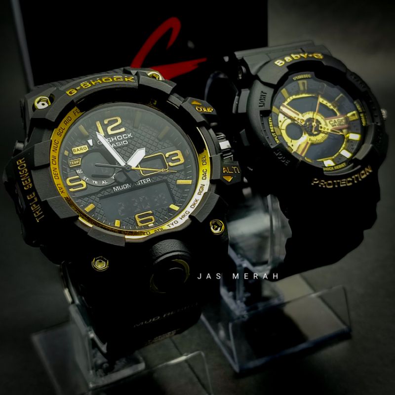 JAM TANGAN COUPLE G SHOCK GWG BLACK GOLD GRADE A INCLUDE BONUS