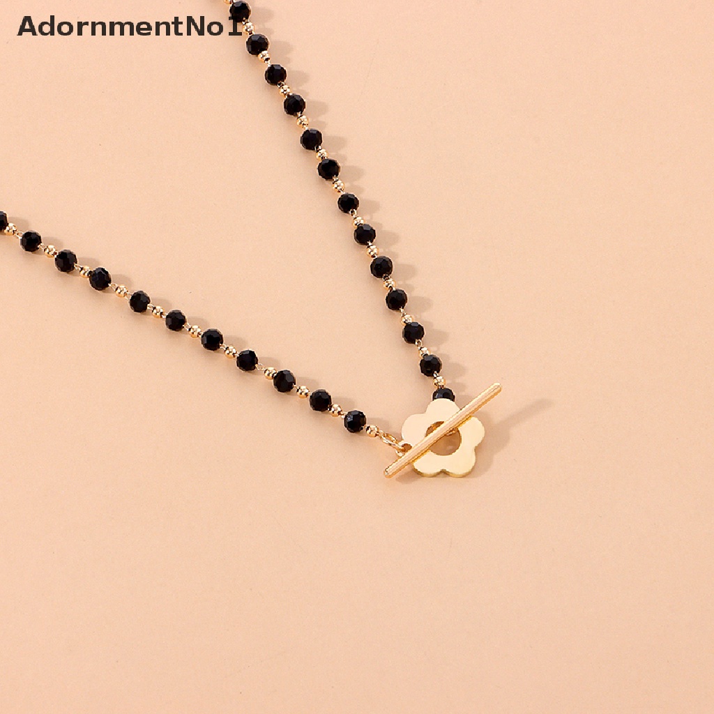 (AdornmentNo1) Kalung Choker Rantai Manik Kristal Hitam Untuk Wanita