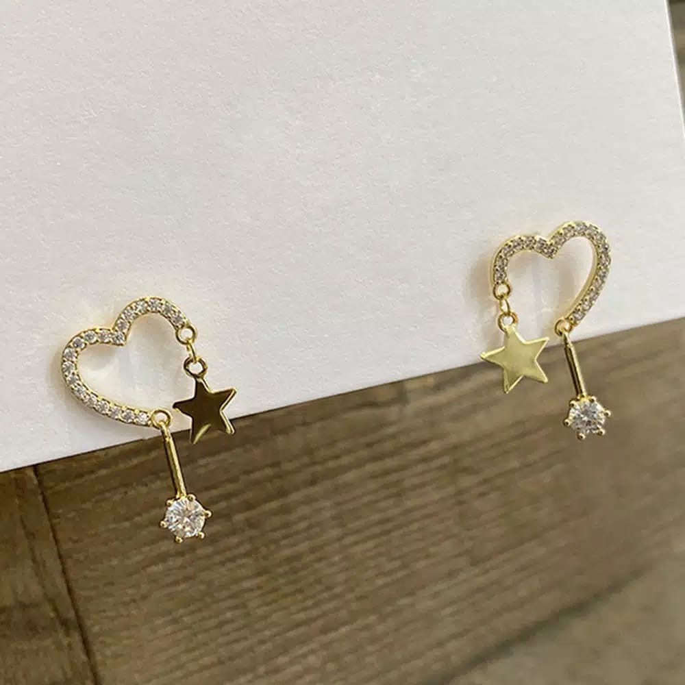 Anting Korea Cinta Bertabur Berlian Kecil