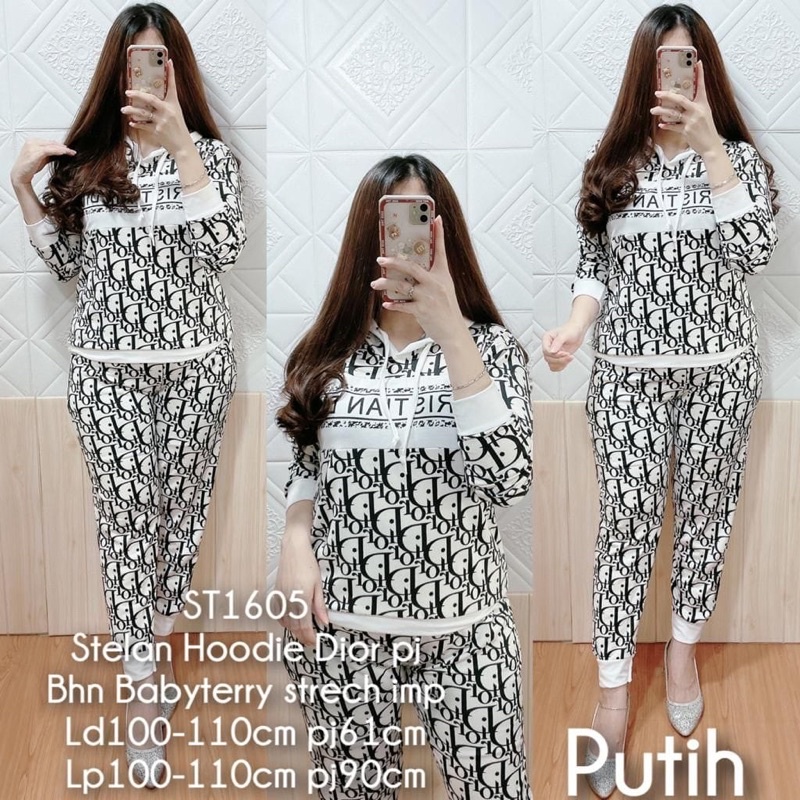 m&j store / setelan hoodie dyorrr fashion PP/ set wanita celana panjang/ 1605