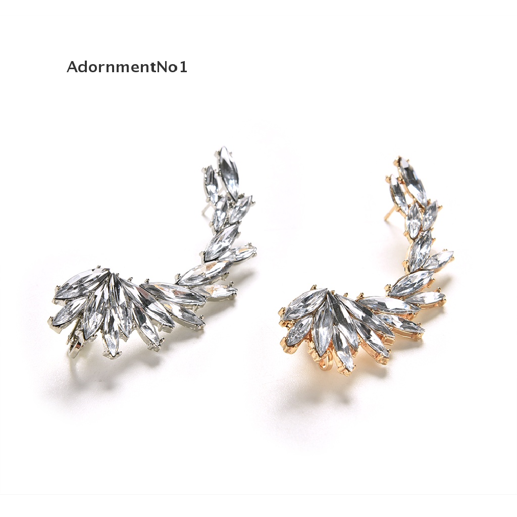 (AdornmentNo1) 1pc Anting Klip On Hias Berlian Imitasi Untuk Wanita