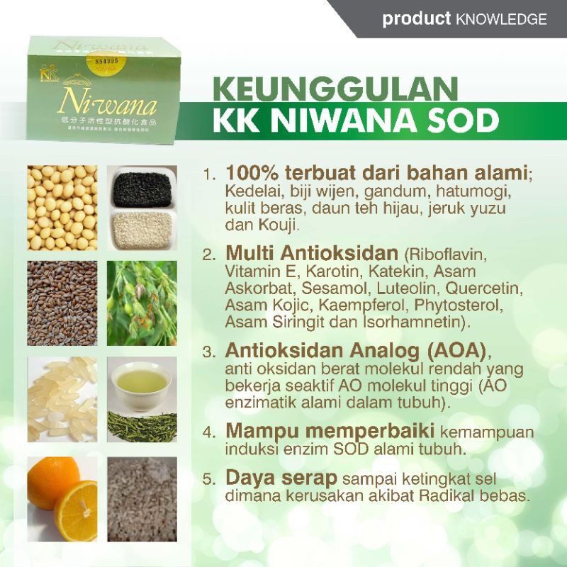 Niwana SOD Suplemen Antioksidan Tinggi Untuk Penyakit Degeneratif Obat Lupus Diabetes Kanker Automium Tumor Original KK Indonesia