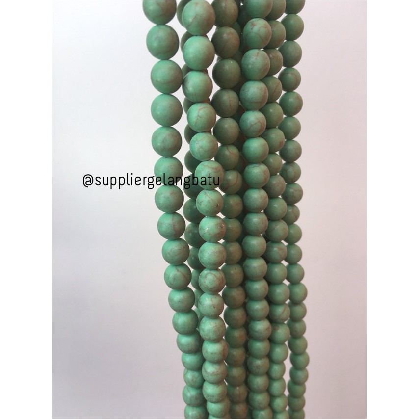 bahan soft green pirus 8mm natural phyrus howlite serat hijau akik bacan supplier online starseller