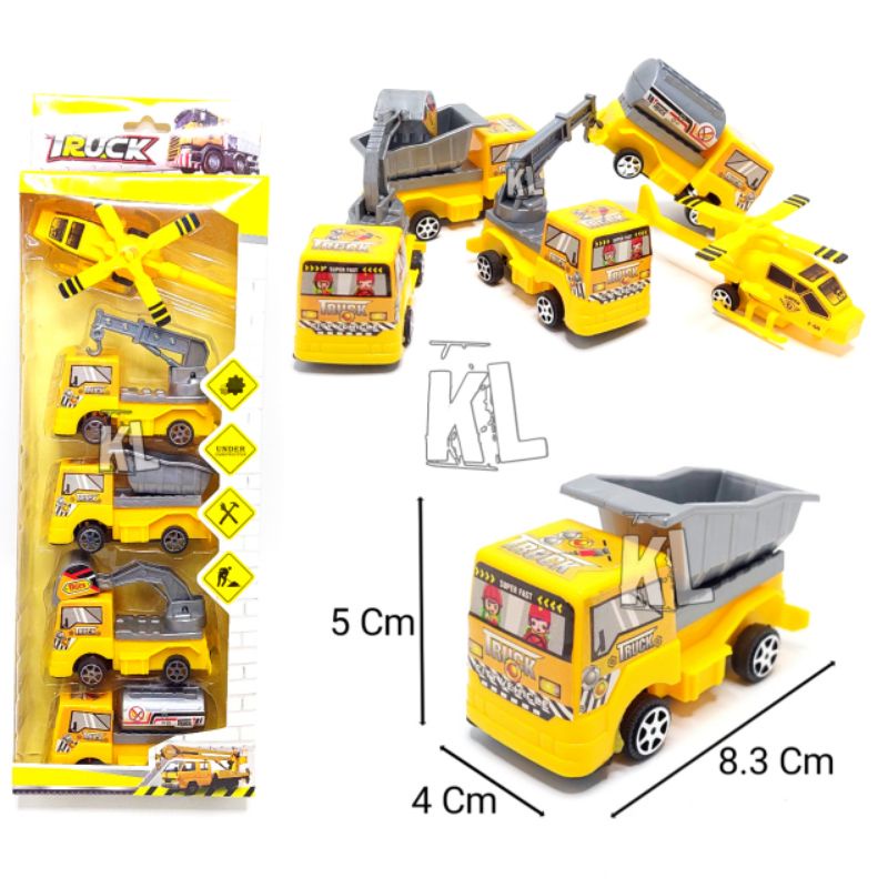 Mainan Truk Kontruksi FTC Pullback 5 Pcs Set Dus Box