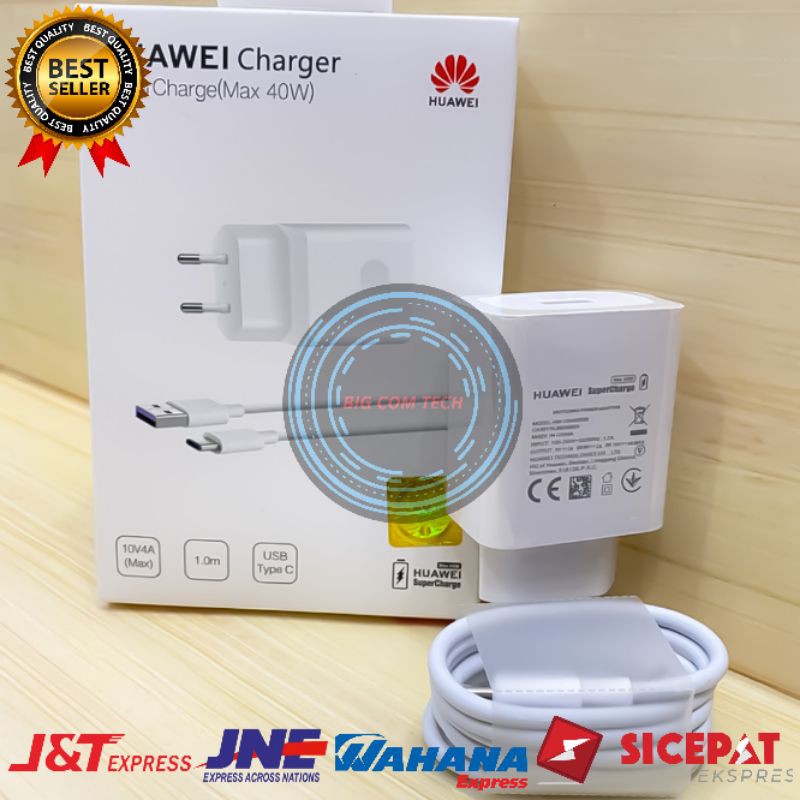 Charger Huawei P10 Plus / P20 Pro / P30 Pro / P40 / Mate 9 Pro / Mate 10 Pro / Mate 20 X / Mate 20 Pro / Honor V30 Pro / Honor V40 Lite Usb Type-C SuperCharge 40 Watt Original