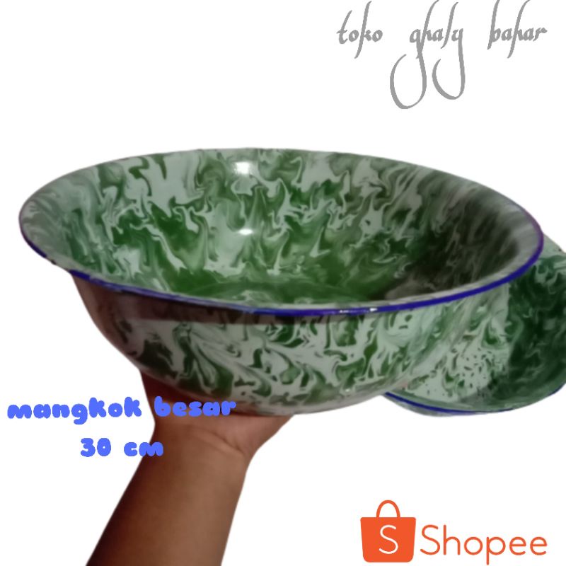 MANGKOK BESAR 3PCS-BASKOM/WASKOM ENAMEL LURIK/BLIRIK 30CM