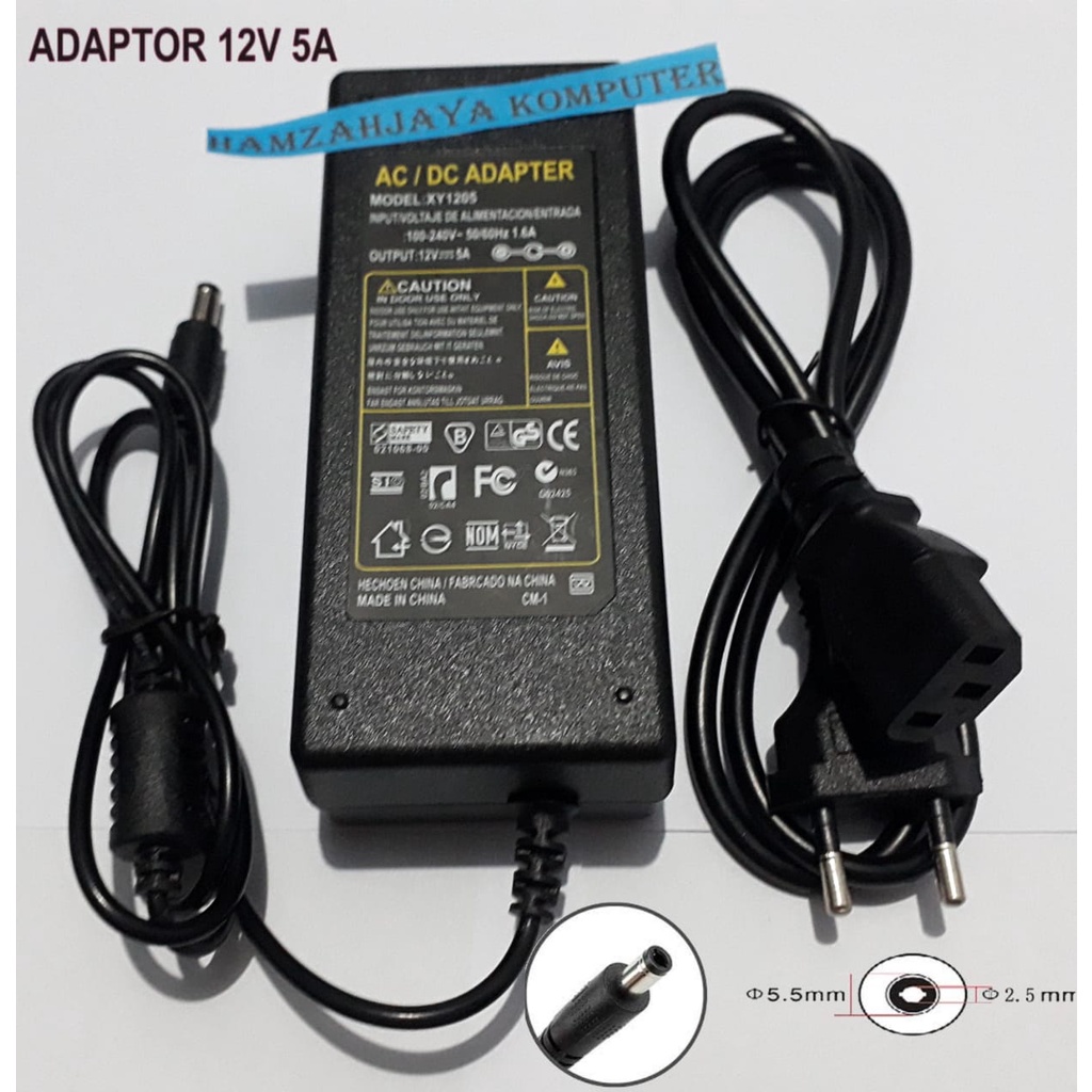 Adaptor 12v 5a 12volt 5amper untuk pompa dc ampli charger cctv lampu led