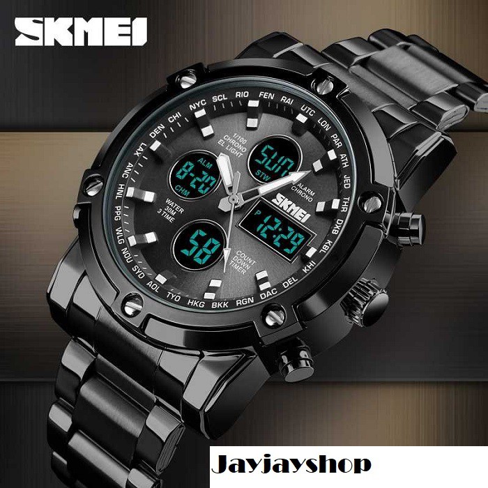 Jam Tangan Pria Digital KASUAL SKMEII 1389 FAVORIT!! STAINLESS STEEL!