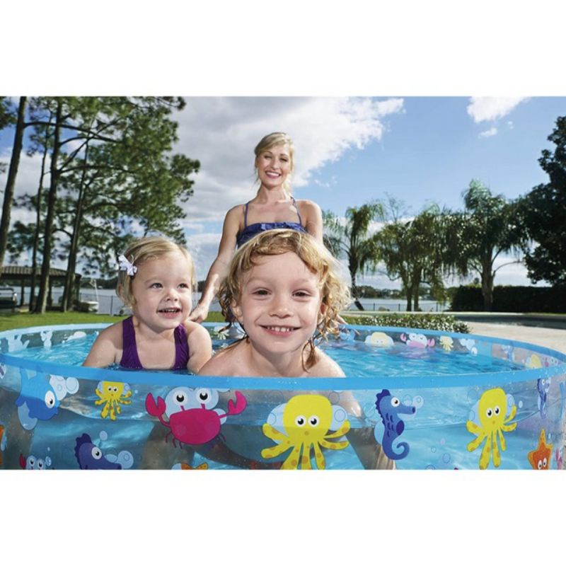 Kolam Renang Tanpa Tiup Tanpa Pompa BESTWAY 55028 Fill n Fun Sparkling Sea Pool 122cm