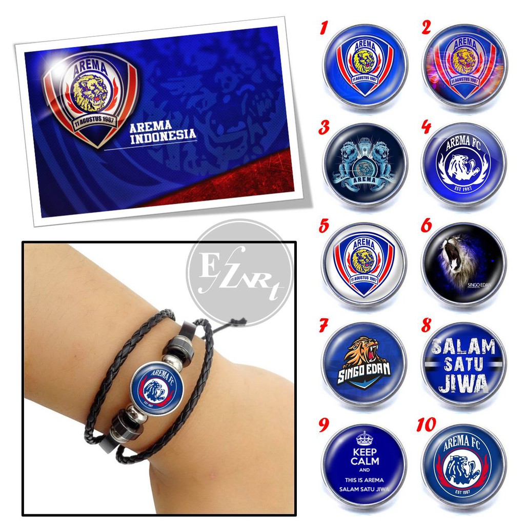 Gelang Custom Suporter AREMA Mania Malang Elegan Kulit Kepang Multilayer
