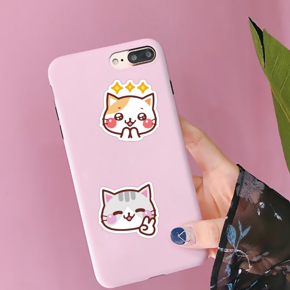 Kucing lucu stiker kartun kucing ekspresi Jurnal bahan cangkir air ponsel case epoxy PVC Tangan Buku