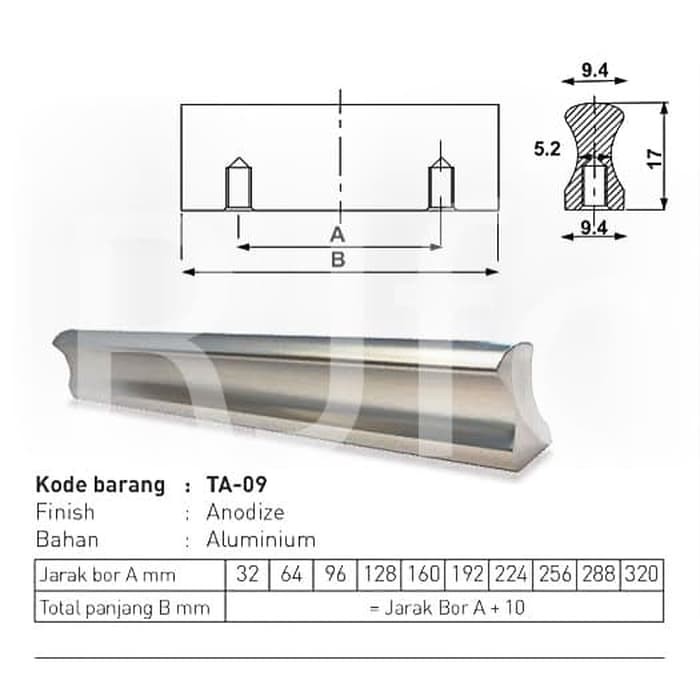TARIKAN lemari laci handle laci tarikan lemari tarikan laci HUBEN TA 09