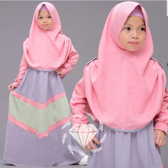gamis niki pink Baju muslim anak perempuan 5 6 7 8 tahun kid nik vt