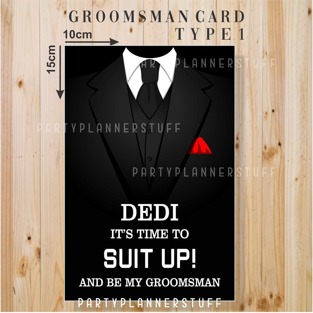 Groomsmen card groomsman card kartu groomsman bridesmaid card custom attire guide kartu paper bag