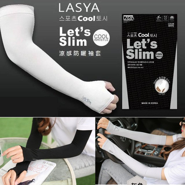 Sarung Tangan Cool Let's Slim Arm Sleeve Cool Arm Cover Made in Korea - Abu-Abu + Beli 1 Gratis 1