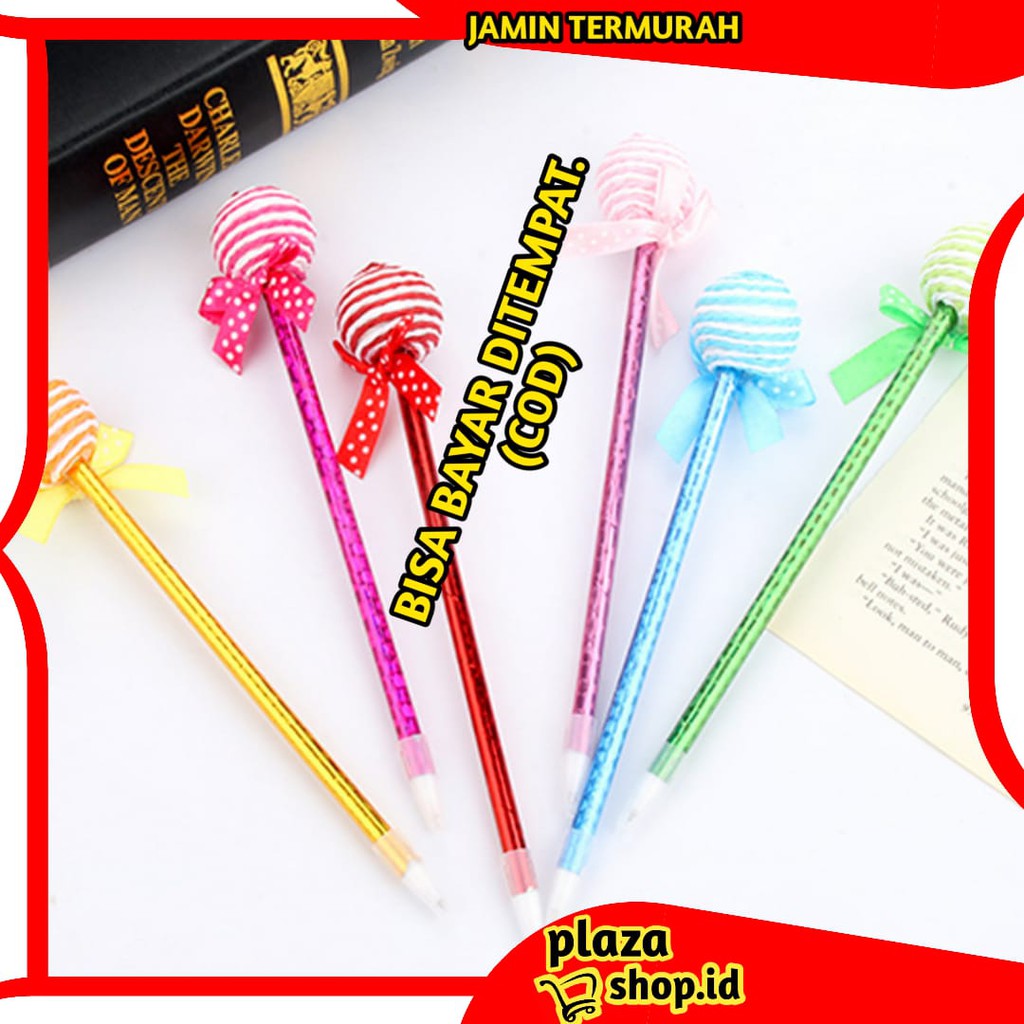 

PLAZASHOP♨ COD P129 Pulpen Lolipop Pena Gepeng Bolpen Permen Candy Lucu Unik Pen Murah Stationary