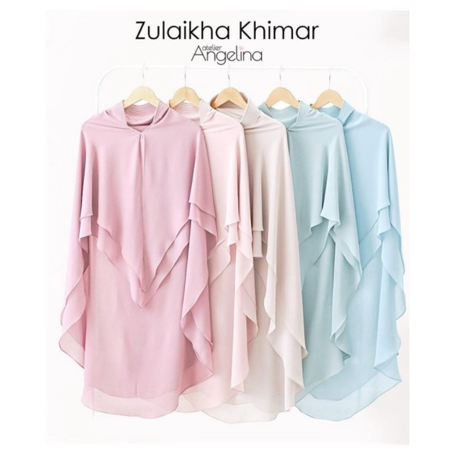 SIAP KIRIM ZULAIKHA KHIMAR CINDEROSE FROSTY GREEN DUSTY PINK VANILLA HP size L by Atelier Angelina