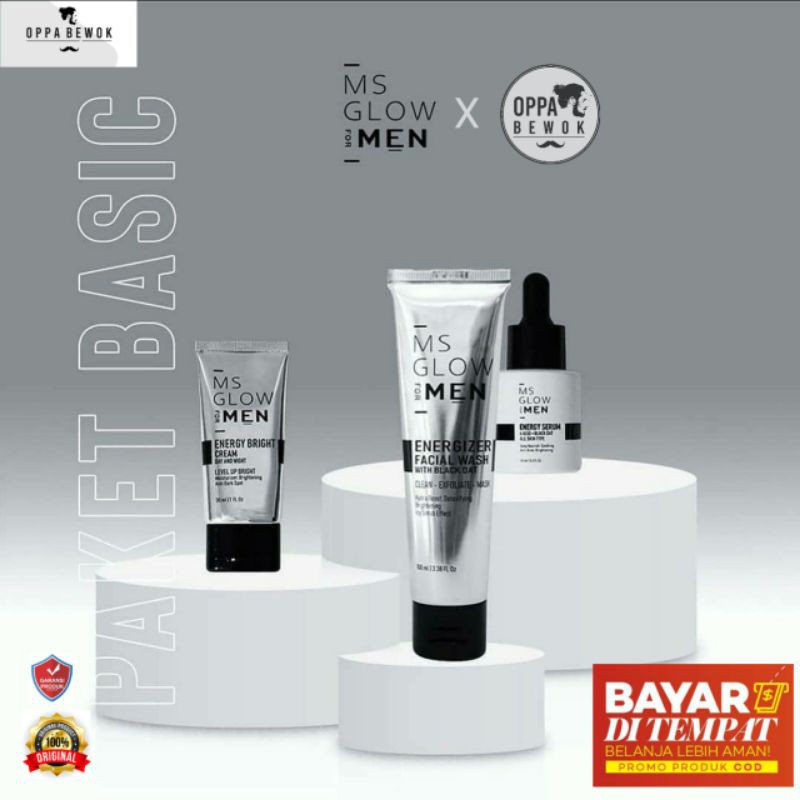 [ ORIGINAL BPOM ] PAKET BASIC MS GLOW MEN SKINCARE PRIA GLOW UP [ bisa COD ]