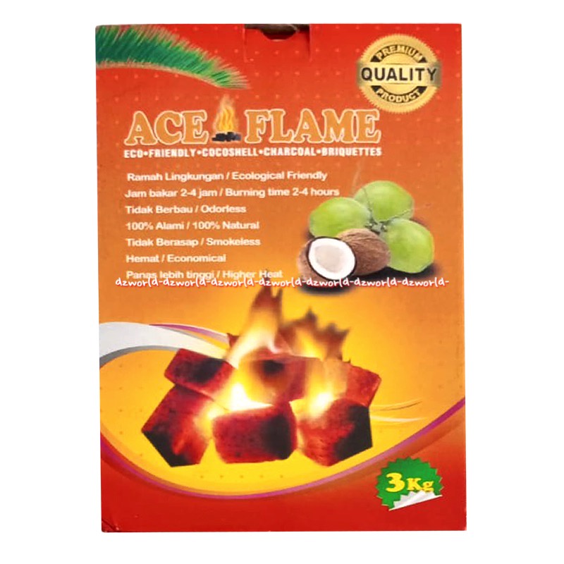 Ace Flame Arang Ramah Lingkungan Untuk BBQ 3kg Batok Kelapa Bahan Aman Aceflame Arrang