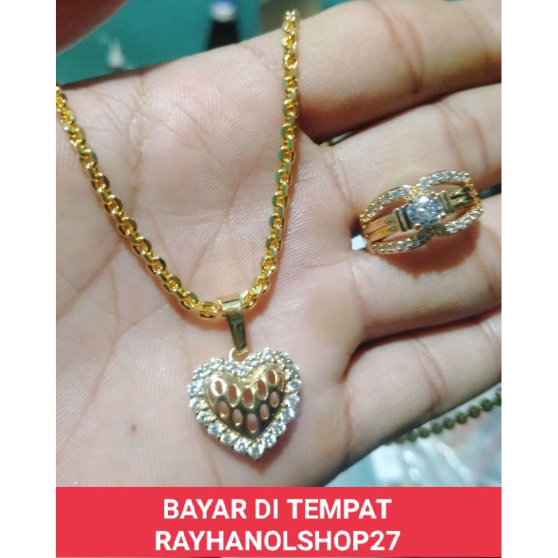 SET KALUNG NORI FREE CINCIN LIONTIN MOTIF PILIHAN LAPIS EMAS 22 K ANTI KARAT