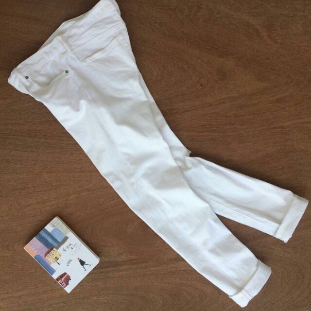 UNIQLO Celana Jeans Pria Selvedge Skinny Fit Putih Original Size 34 Preloved Second Bekas