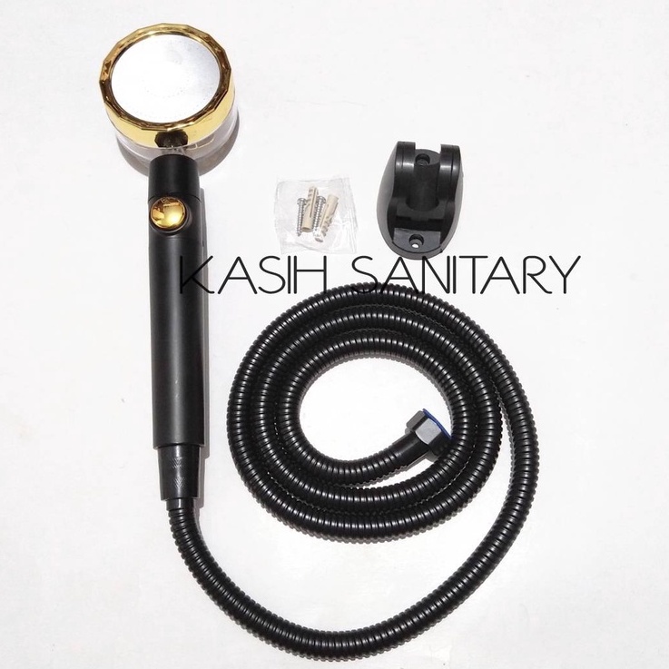 Set hand shower turbo fan black gold turbo fan shower kombinasi black gold set shower mandi