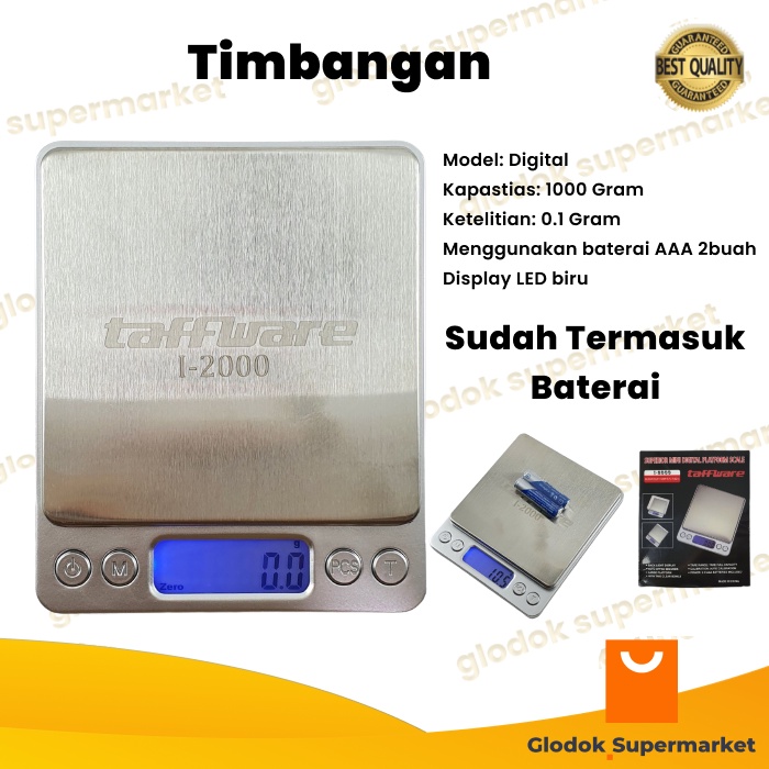 Timbangan Dapur Digital Taffware 1000 Gram 0.1g 1Kg Perhiasan Scale Kopi i-2000