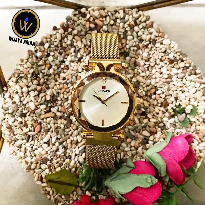 Jam Tangan Wanita Original REWARD Zephyr Tali Pasir Rantai Gold