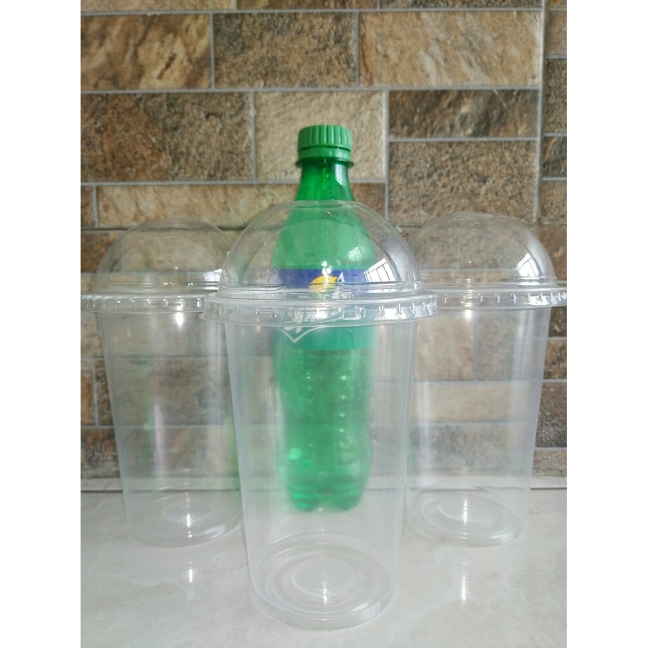 Gelas Plastik Pp 16Oz Plastic Cup Pp 16 Oz Plus Tutup Cembung Lid Dome - Original