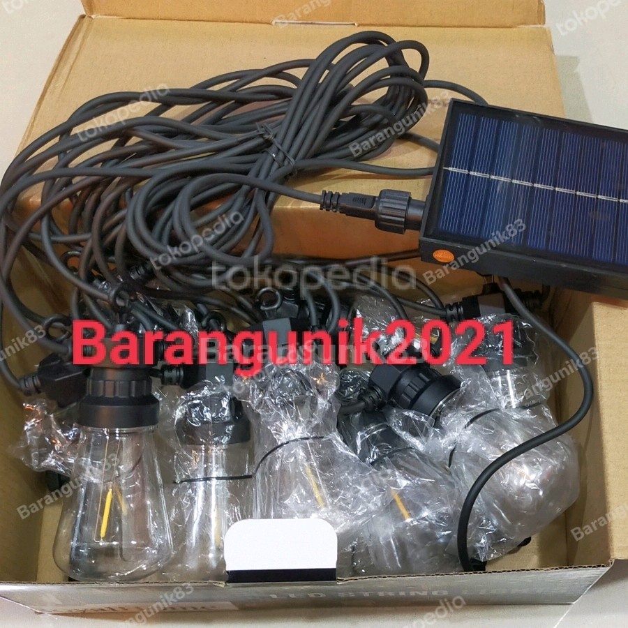 Barangunik2021 -Lampu Fitting LED Solar Carnaval 10 Meter Fitting Gantung Cafe Hias