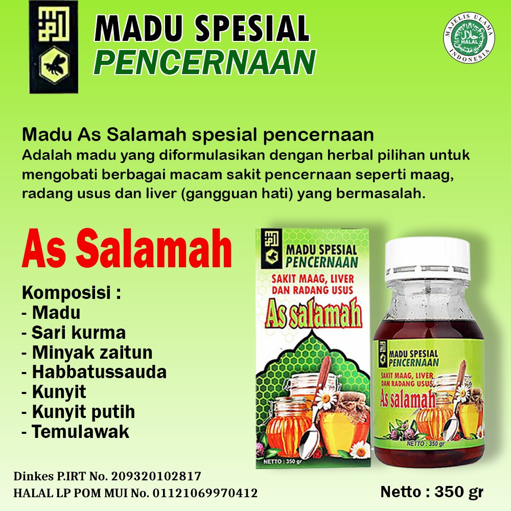 MADU ASSALAMAH PENCERNAAN SP OBAT MAAG  LIVER  RADANG dan USUS 350 g