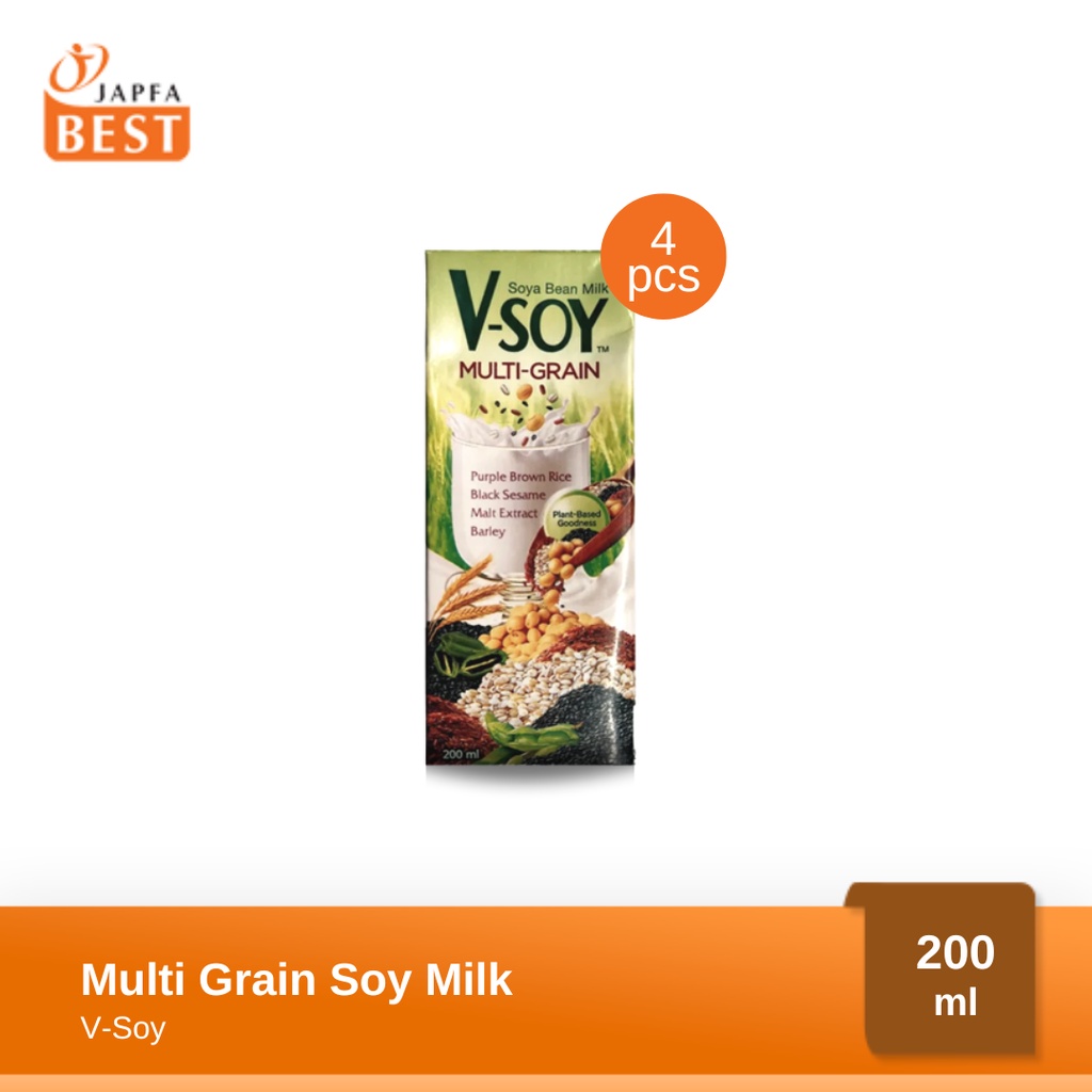 Multi Grain Soy Milk V-Soy / Susu Kedelai Multi Grain V-Soy 200ml - Isi 4 pcs