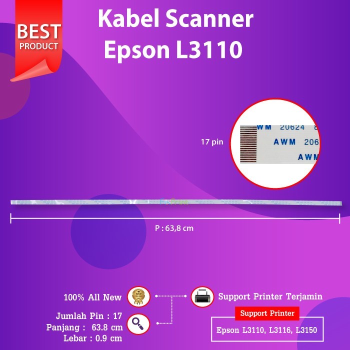 Kabel Scanner Epson Flexible Cable Scan Printer L110 L120 L121 L210 L220 L300 L310 L350 L355 L360 L365 L380 L385 L405 L485 L550 L555 L565