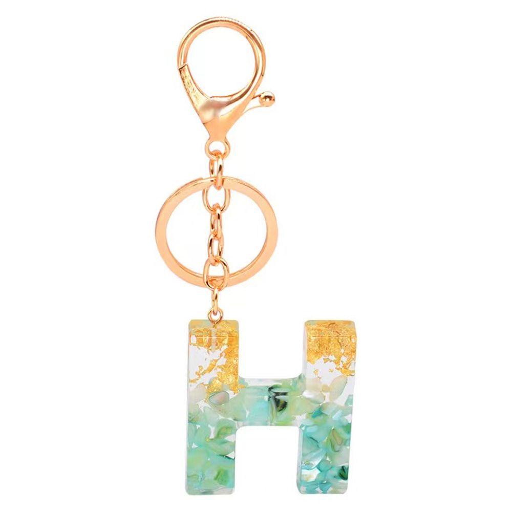 QUINTON 26huruf Gantungan Kunci Colorful Resin Akrilik Key Ring 26huruf Ornamen Handbag Charms Gantung Dekorasi English Alphabet Keyring