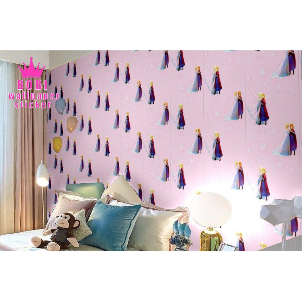 Wallpaper Sticker 5298 Frozen Pink / Wallpaper Dinding Stiker Elsa Frozen Ukuran 9mx45cm