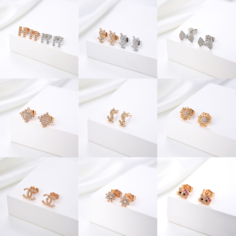 HYL JEWELRY Anting emas batu bata titanium korea tusuk 42e