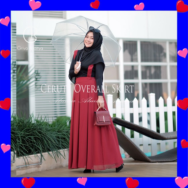 Overall Wanita Rok Panjang Baju Kodok Overal Dewasa Polos Muslimah Sifon Chiffon Griyaraditya Almira